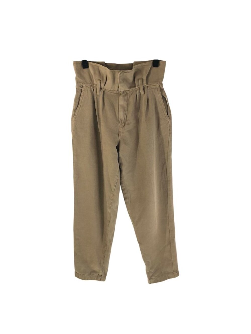 BlankNYC Paperbag Waist Tapered Pants Pocket Twill Ankle Crop Brown Size 25